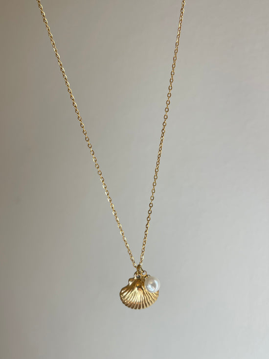 Seashell Pearl Necklace (Stainless Steel)