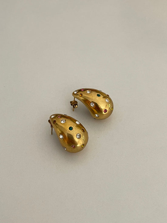Crystal Studs Drop Earrings (Stainless Steel)