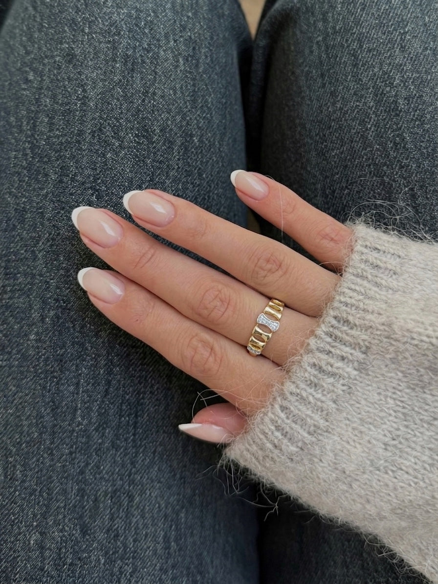 Curvy Crystal Ring (Gold Plated)