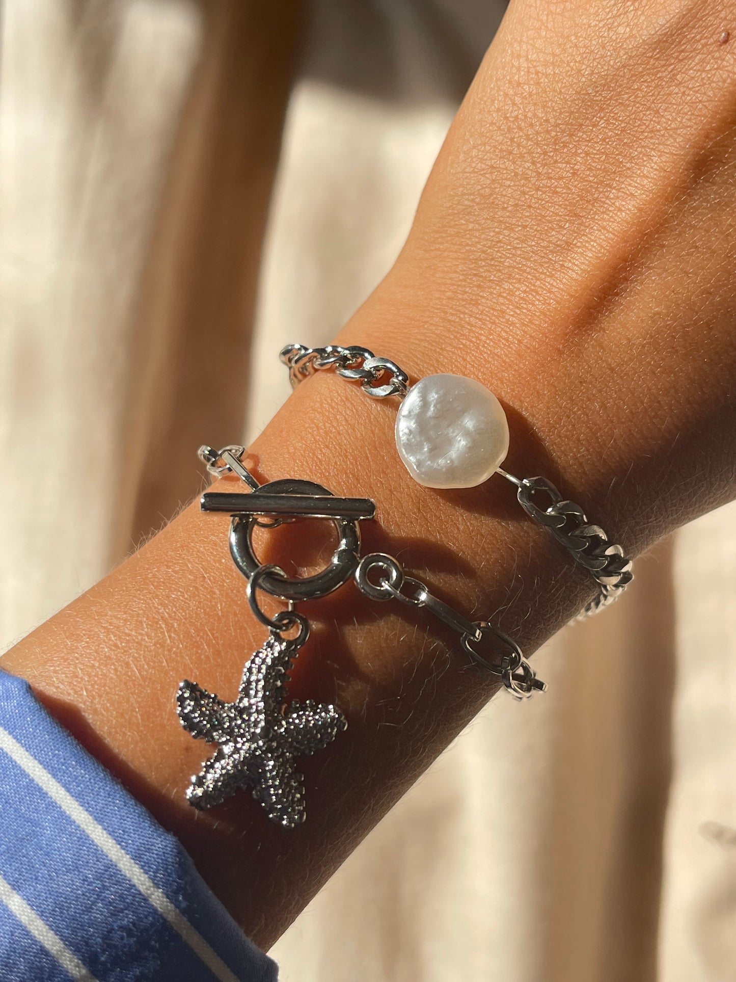 Starfish Pearl Bracelet Stack