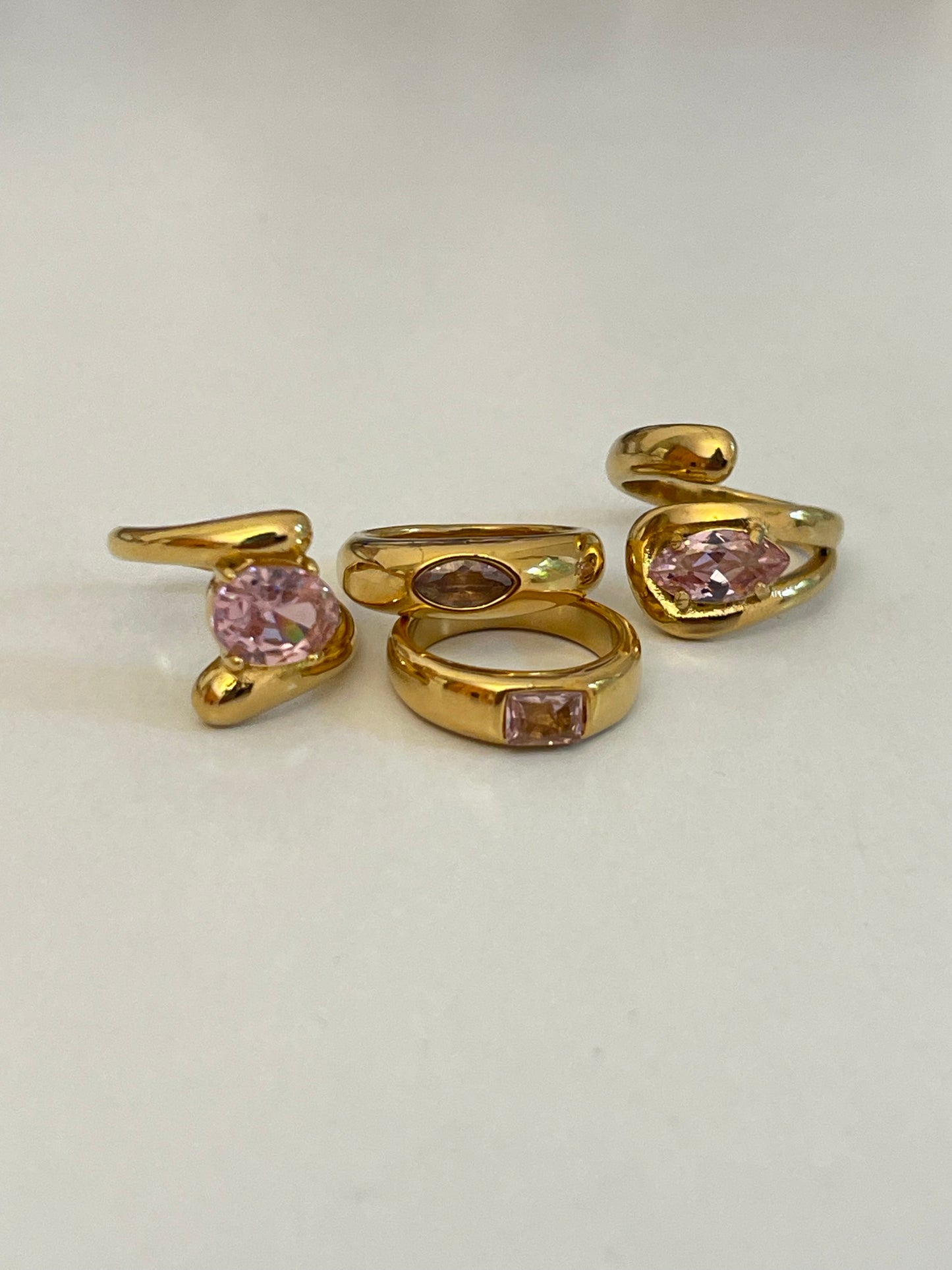 Pink Chunky Rings- Stainless Steel