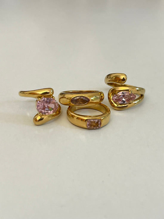 Pink Chunky Rings- Stainless Steel