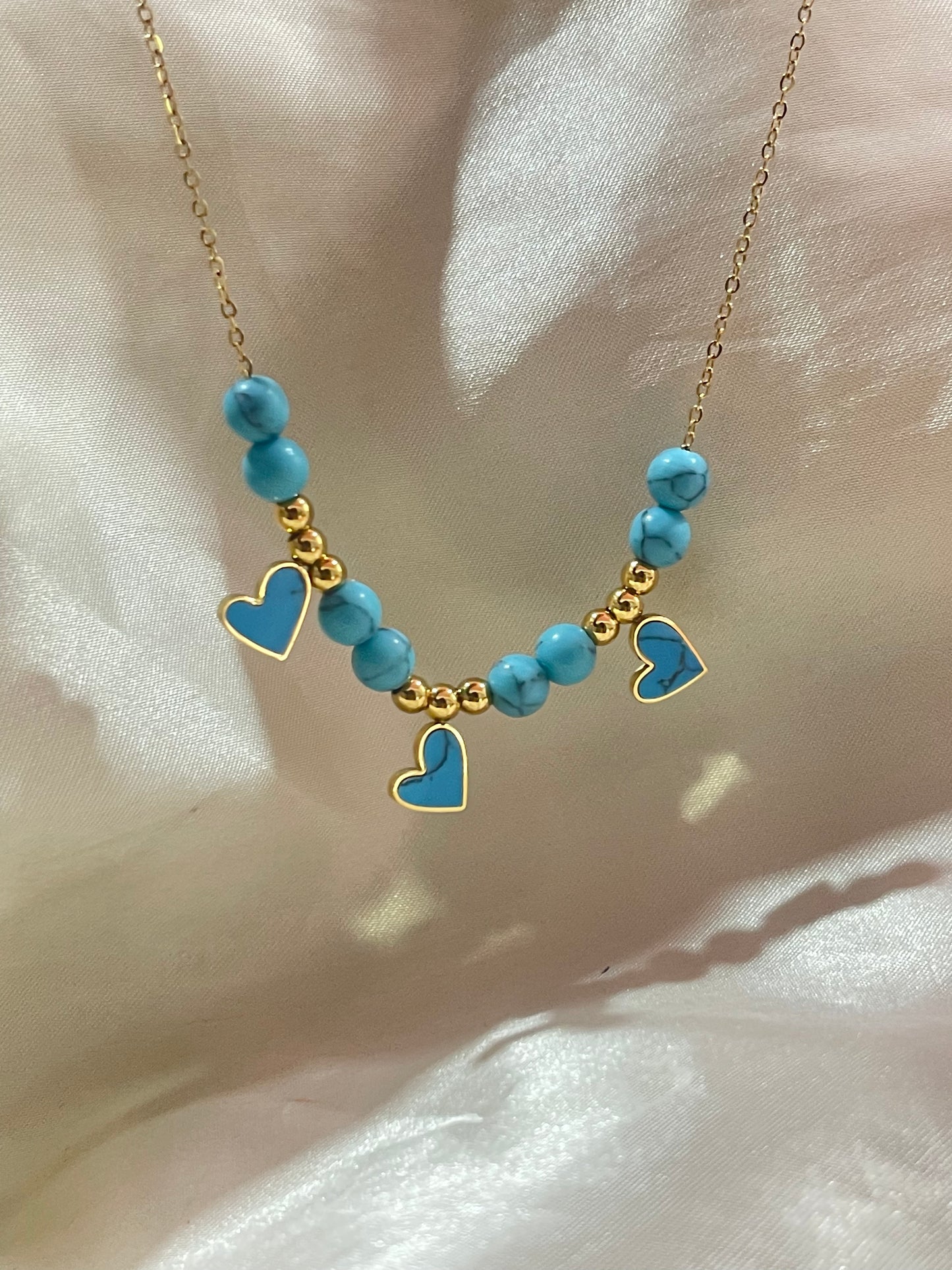 Blue Hearts Necklace-Stainless Steel