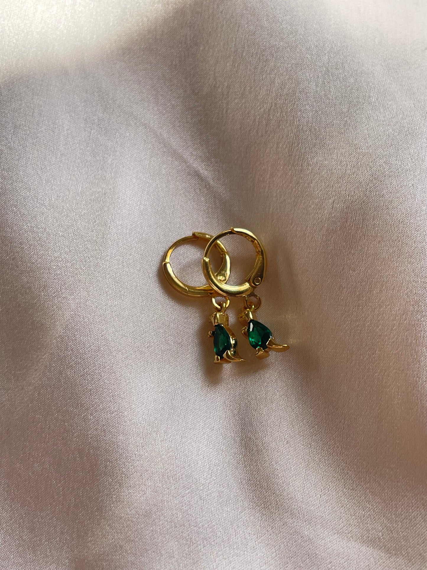 Green Dinosaur Earrings (Gold Plated)