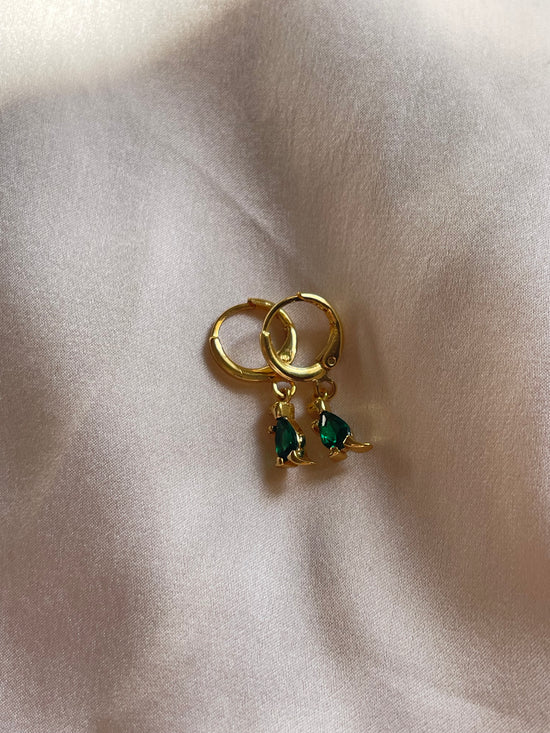 Green Dinosaur Earrings (Gold Plated)