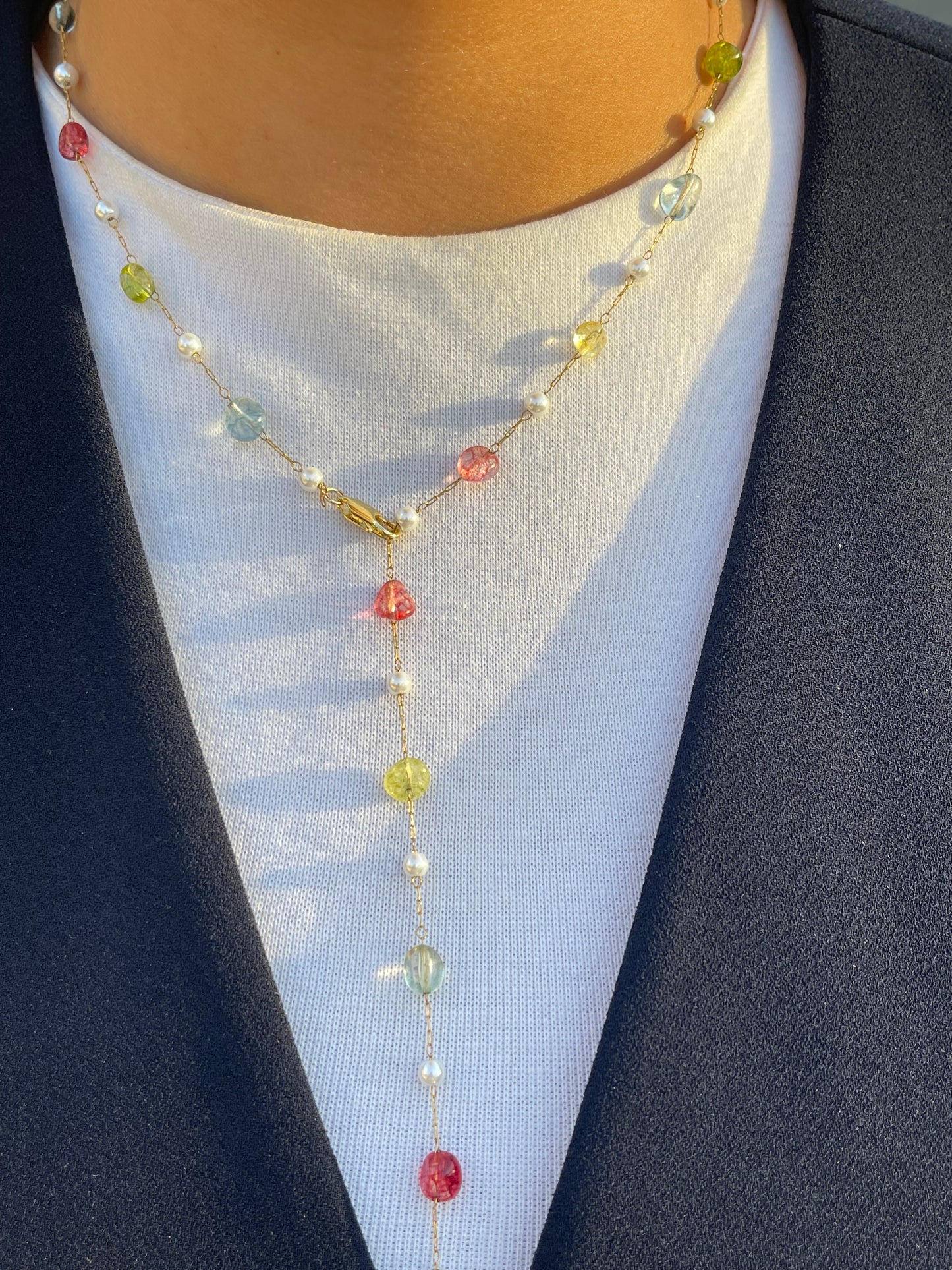 Colorful Stones Drop Necklace (Gold Plated + Limited Edition)