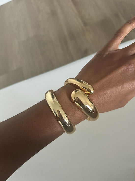 Chunky Drop Gold Bangle (Gold Plated)
