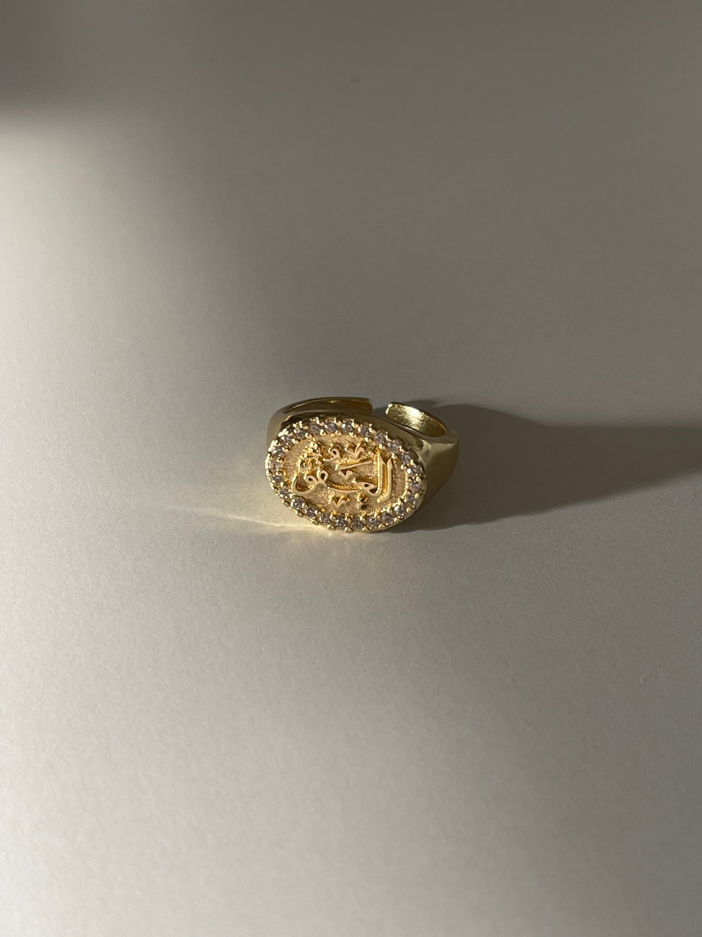 Crystal الله Signet Ring (Gold Plated)