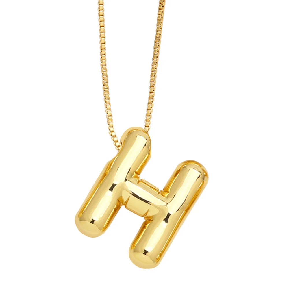 Bubble Initial Letter Necklace (Stainless Steel)