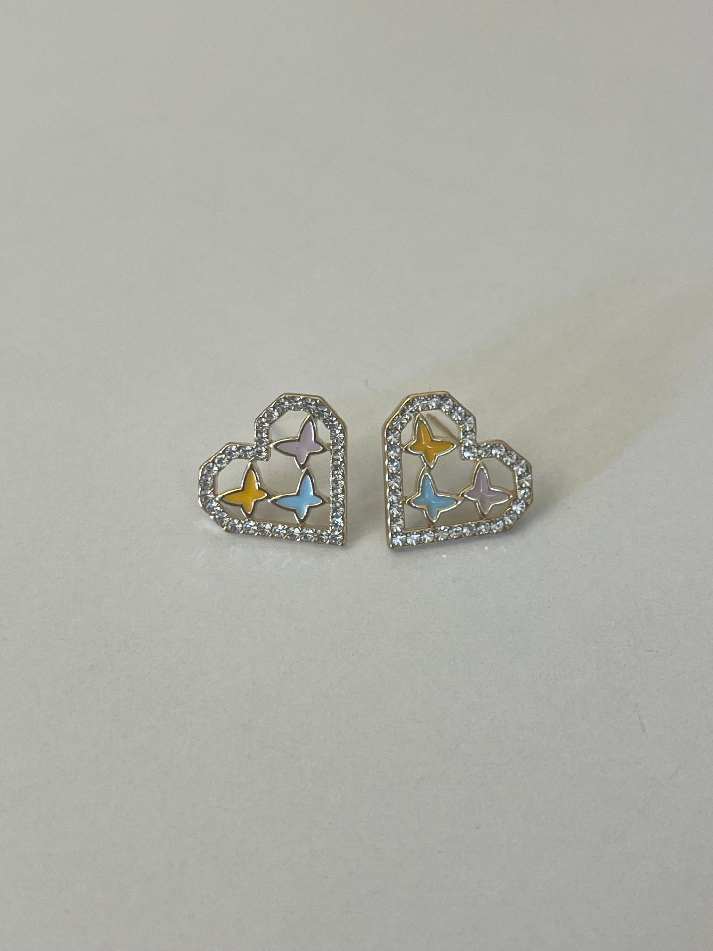 Dainty Butterfly Heart Earrings