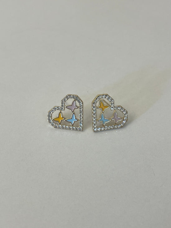 Dainty Butterfly Heart Earrings