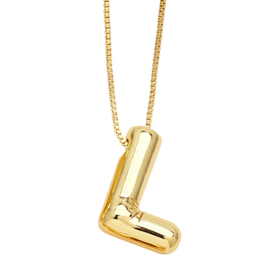 Bubble Initial Letter Necklace (Stainless Steel)