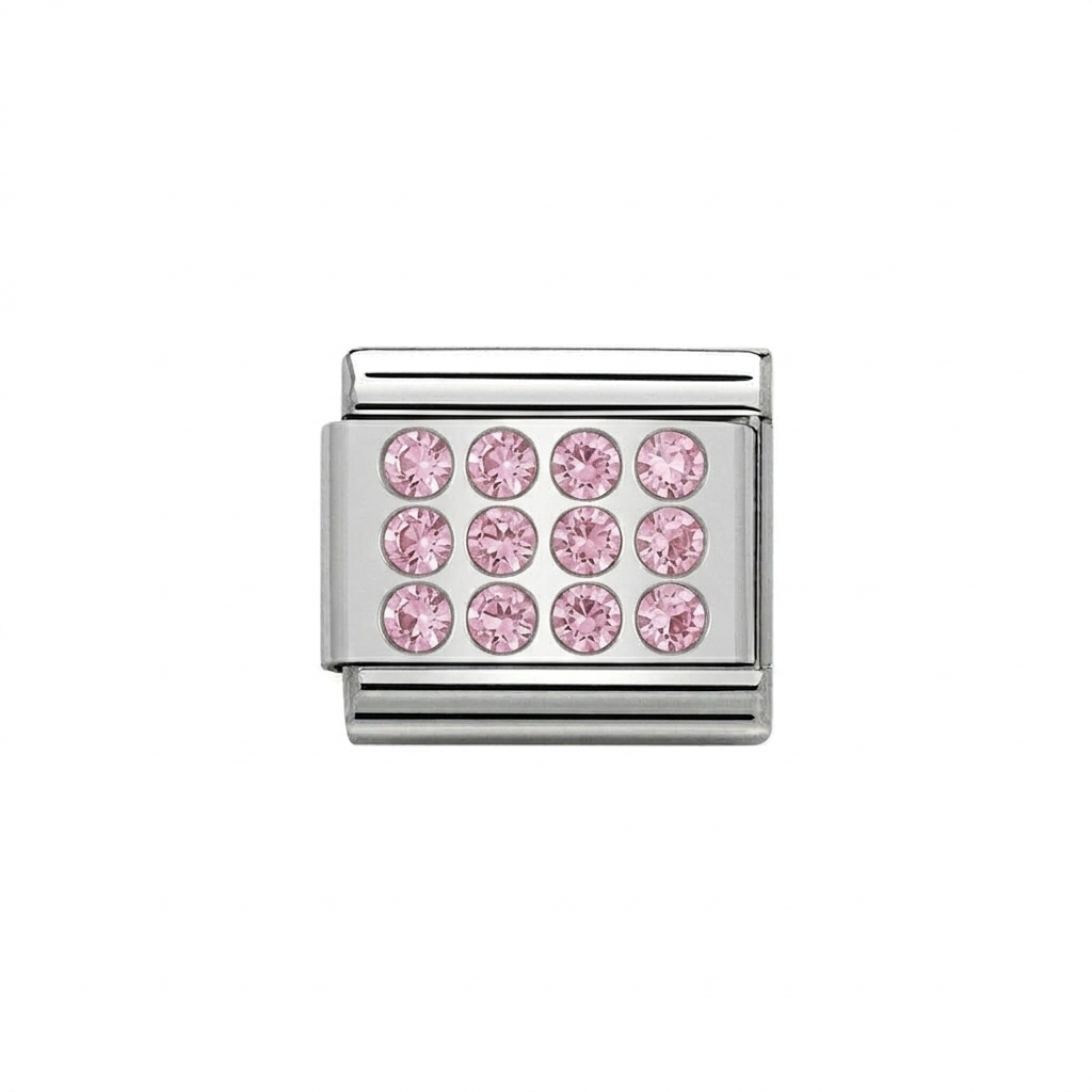 Crystal Stud- Silver Italian Charm