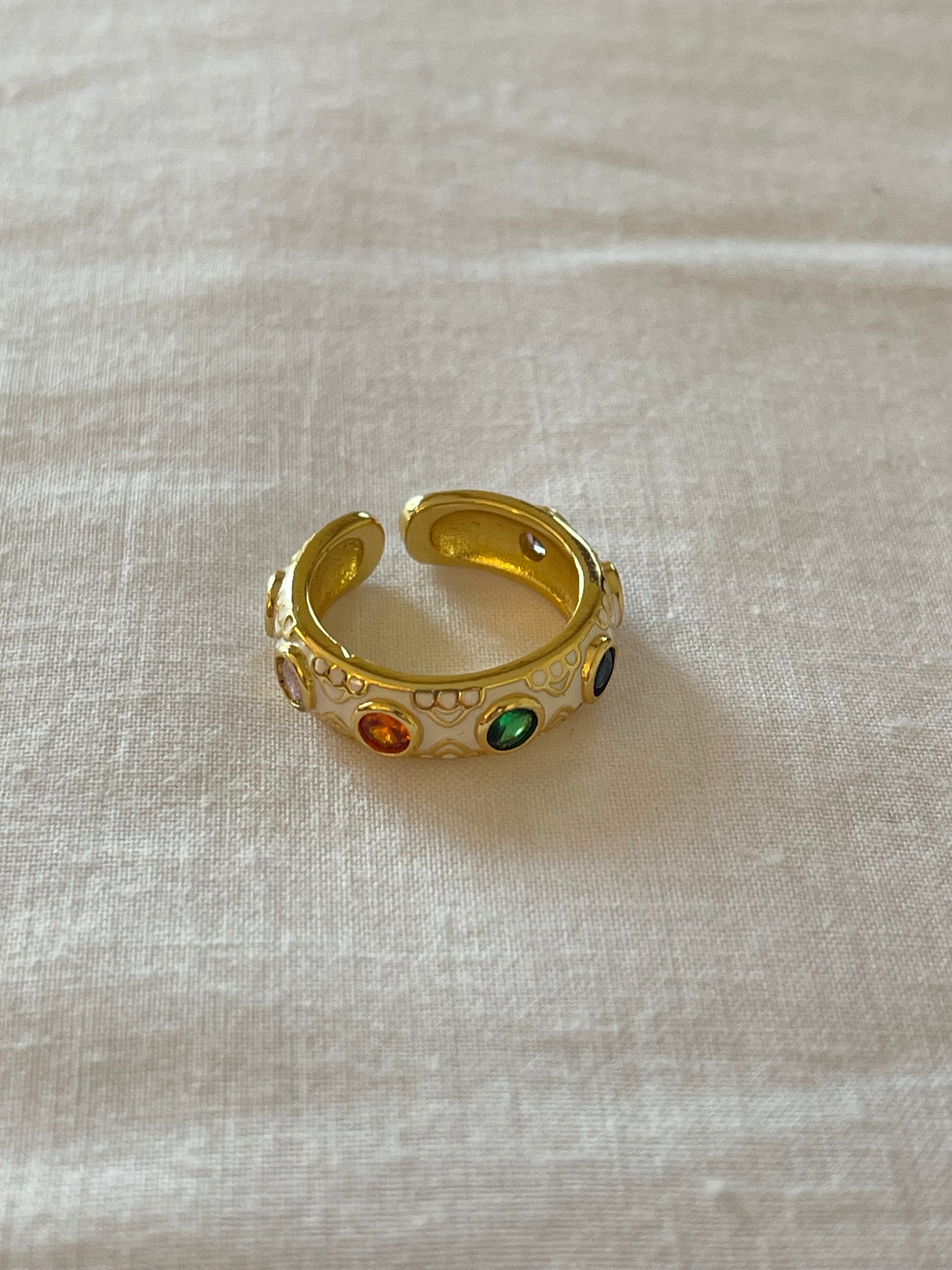White Stones Colorful Ring (Gold Plated)