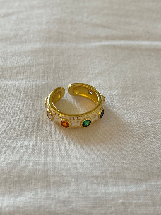 White Stones Colorful Ring (Gold Plated)