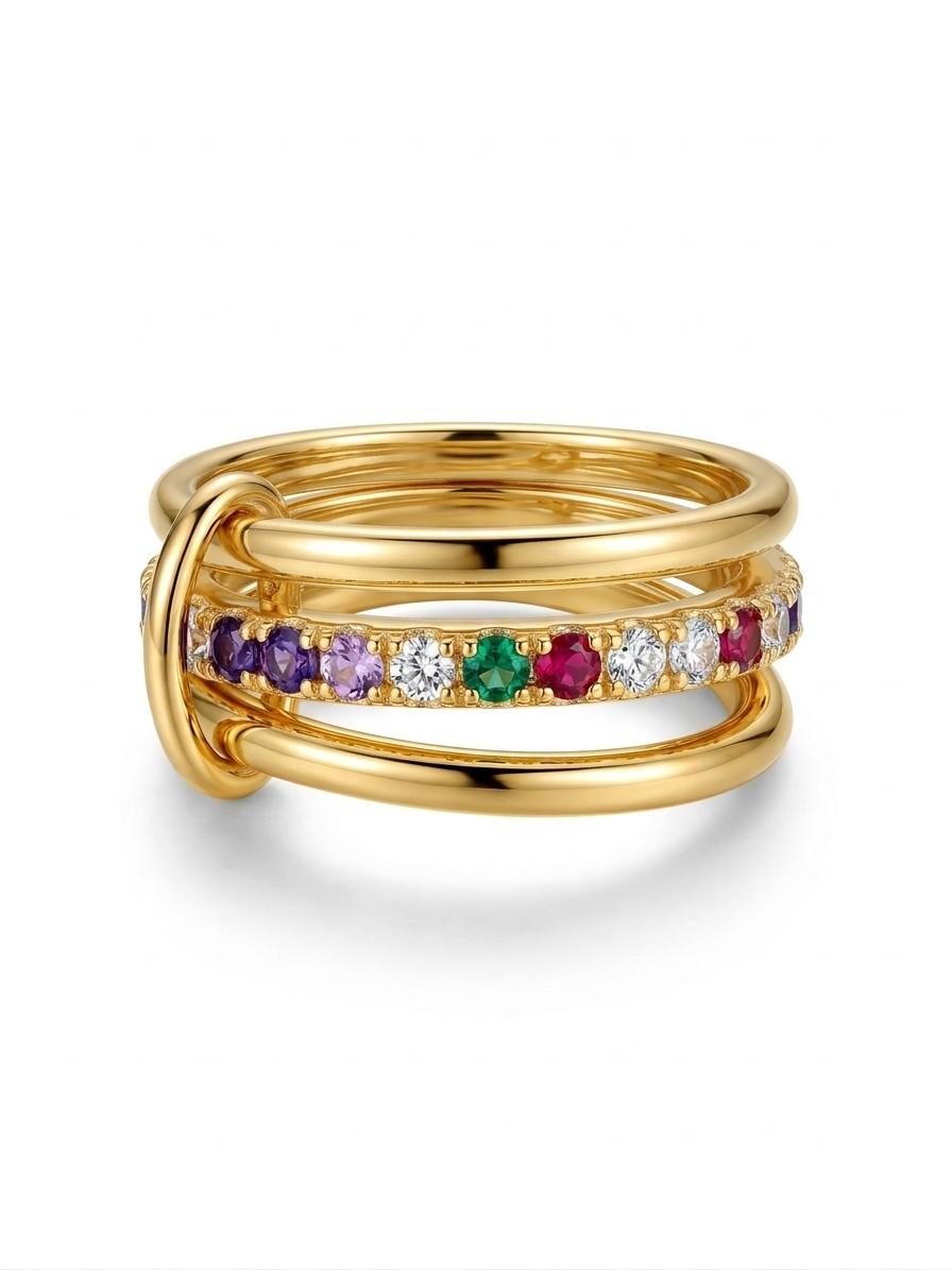 Colorful Layered Ring (Gold Plated)