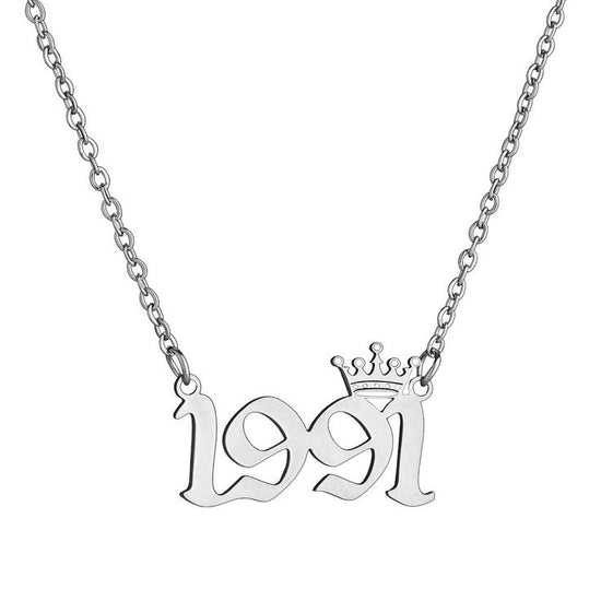 Birth Year Necklace - Stainless Steel