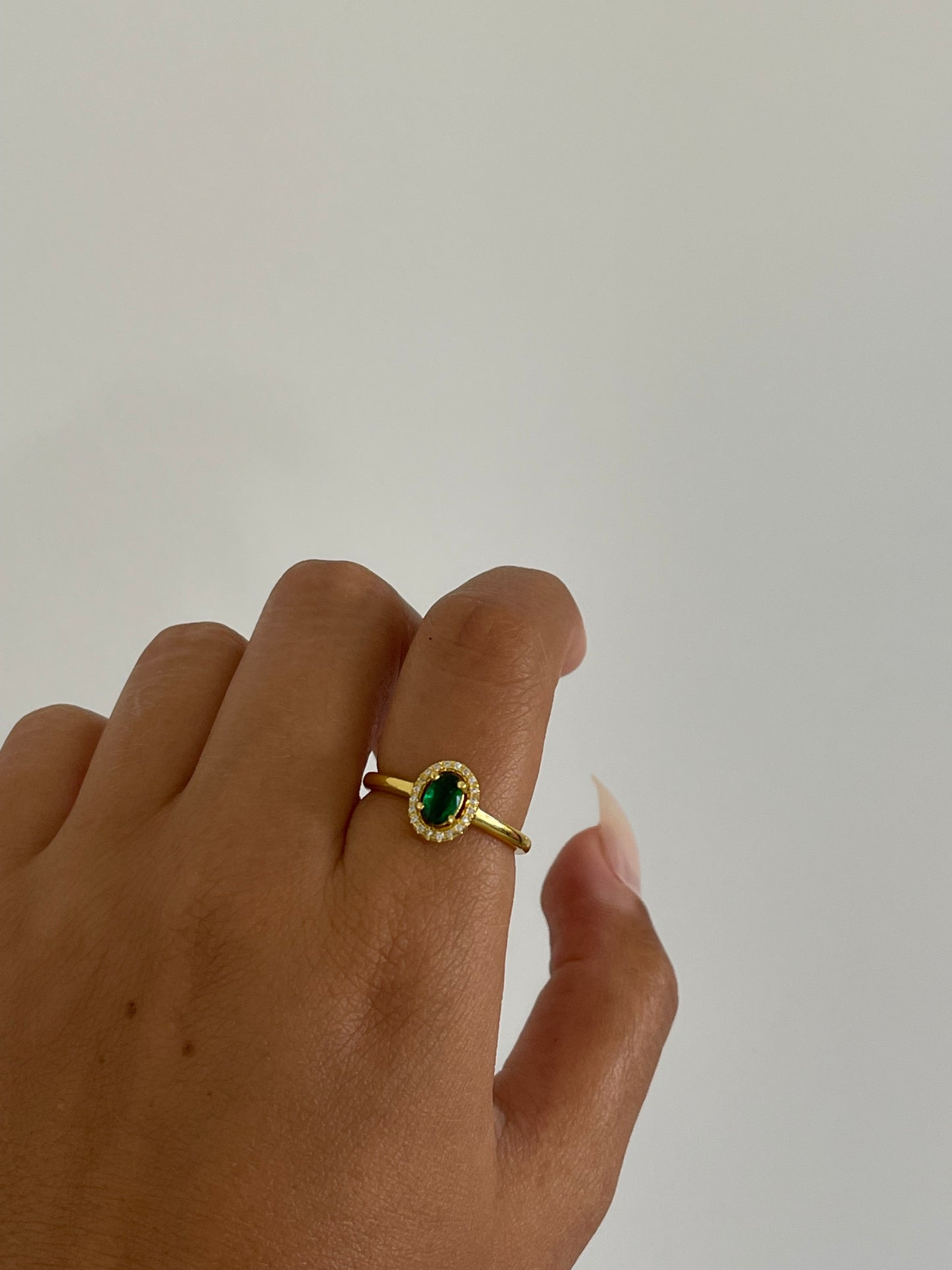 Crystal Emerald Green Ring (Gold Plated)