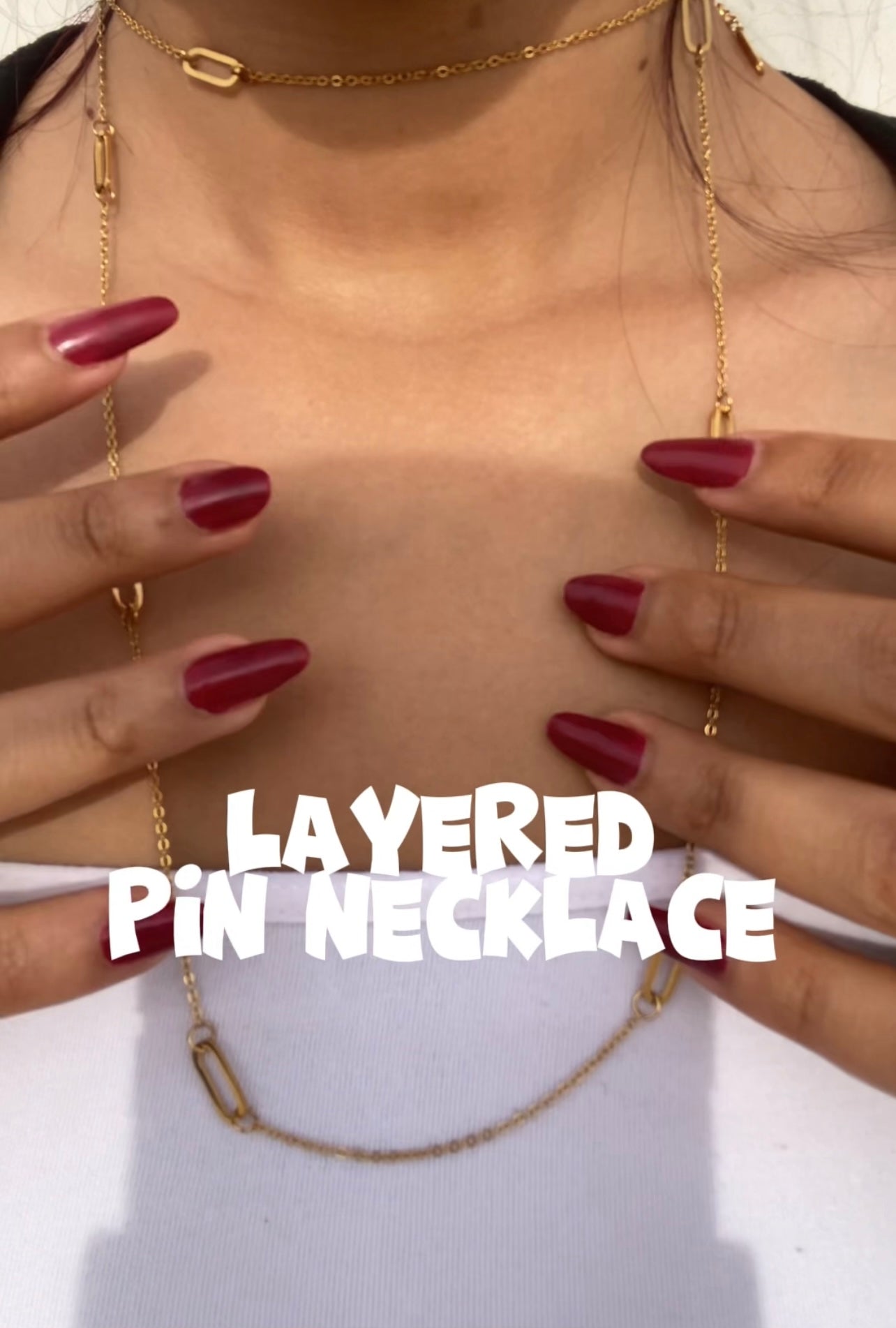 Layered Pin Necklace (Gold Plated)