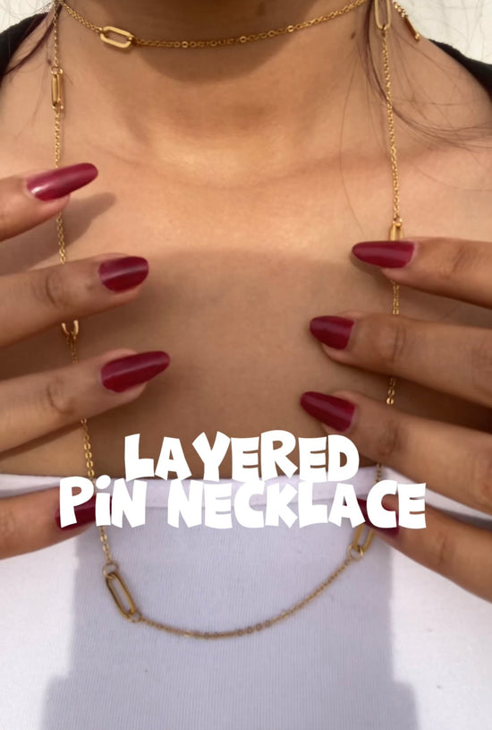 Layered Pin Necklace (Gold Plated)
