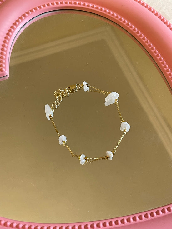 Dainty White Stones Bracelet (Gold Plated)