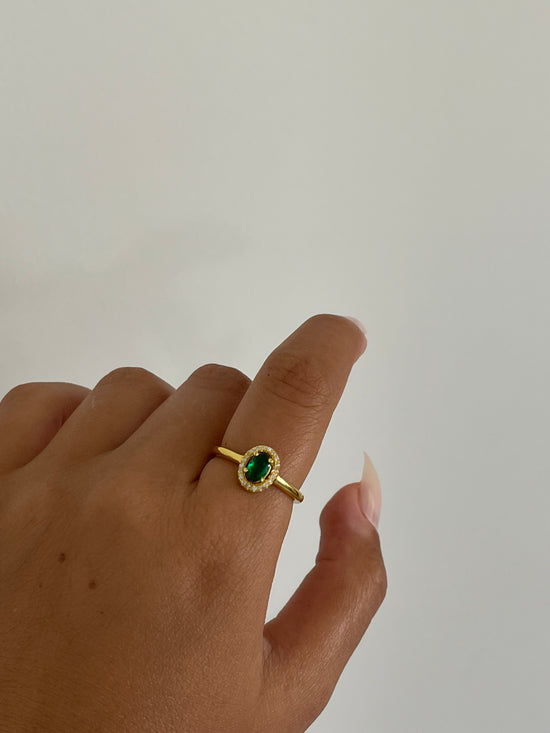 Crystal Emerald Green Ring (Gold Plated)