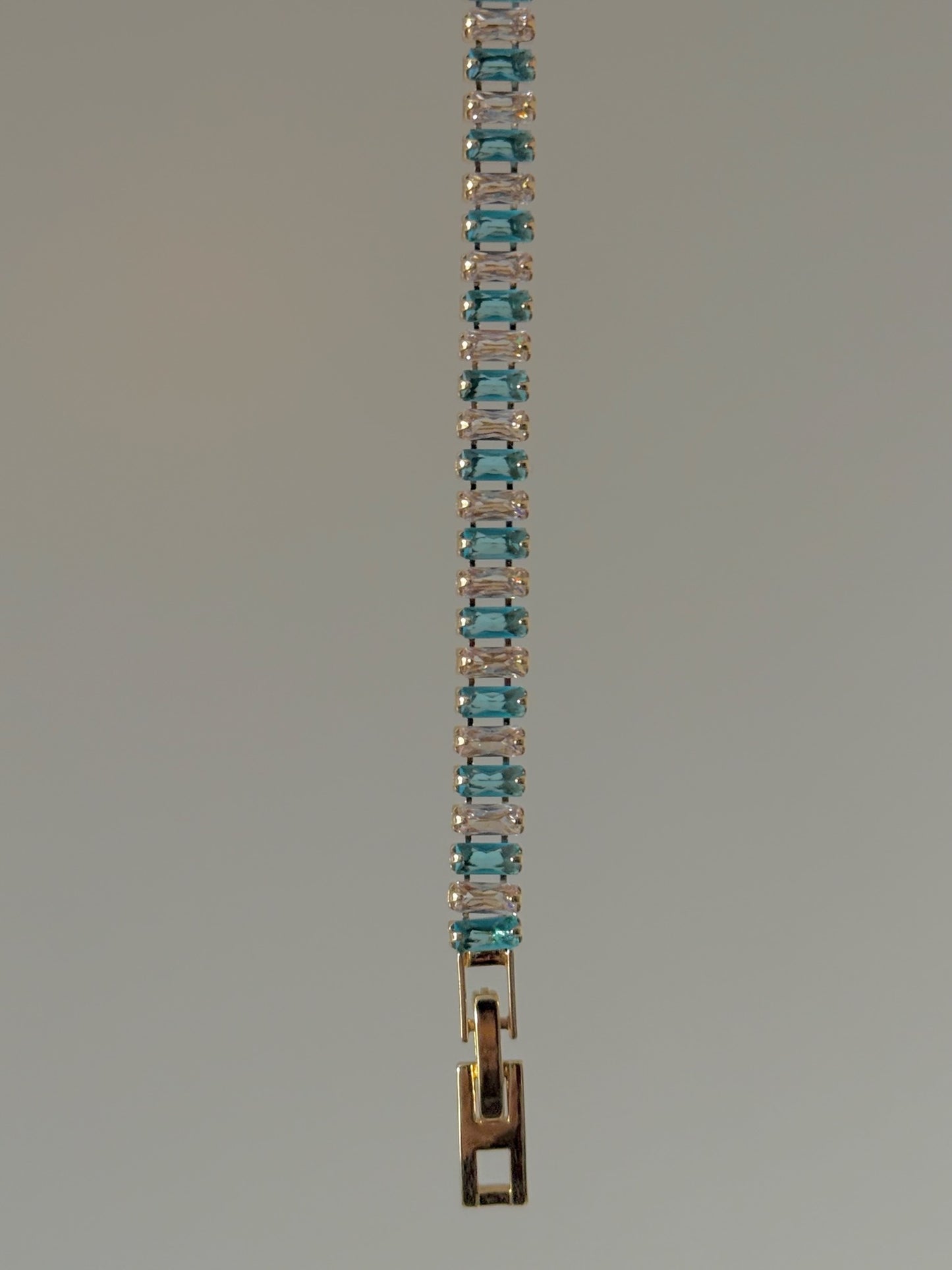 Blue Stone Crystal Bracelet- Gold Plated