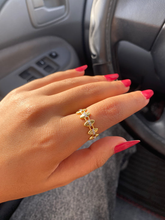 Tiny Arrows Crystal Ring (Gold Plated)