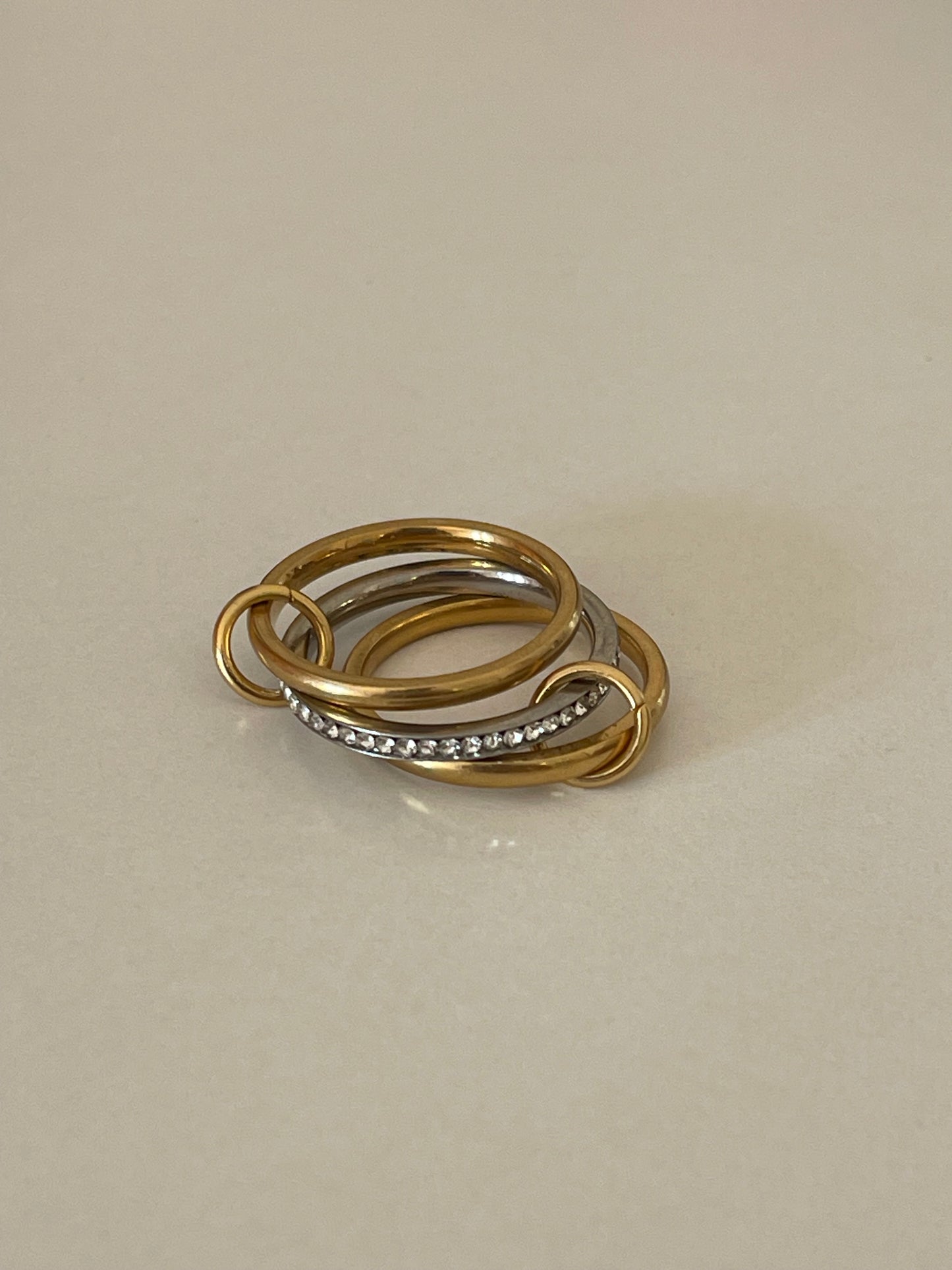 Crystal Layered Gold Plated Ring