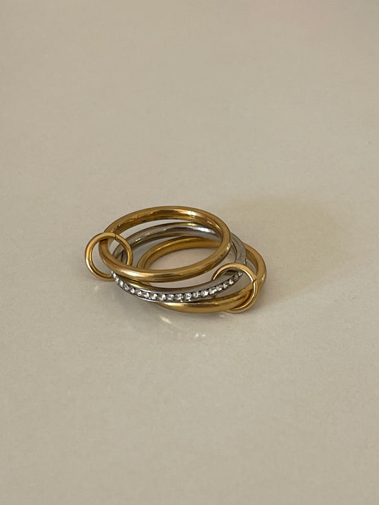 Crystal Layered Gold Plated Ring