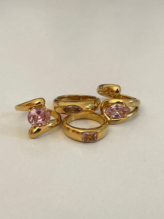 Pink Statement Ring- Stainless Steel