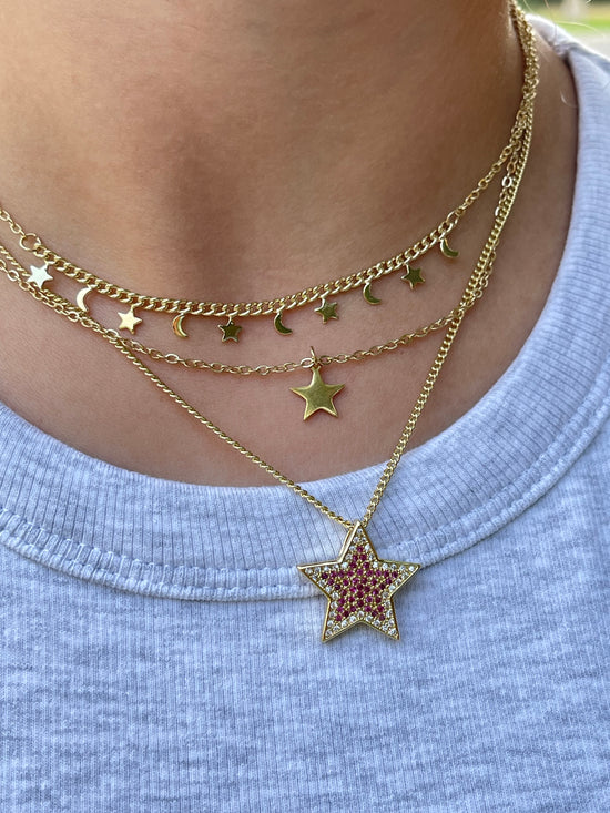 Triple Layered Star Necklace (Gold Plated)