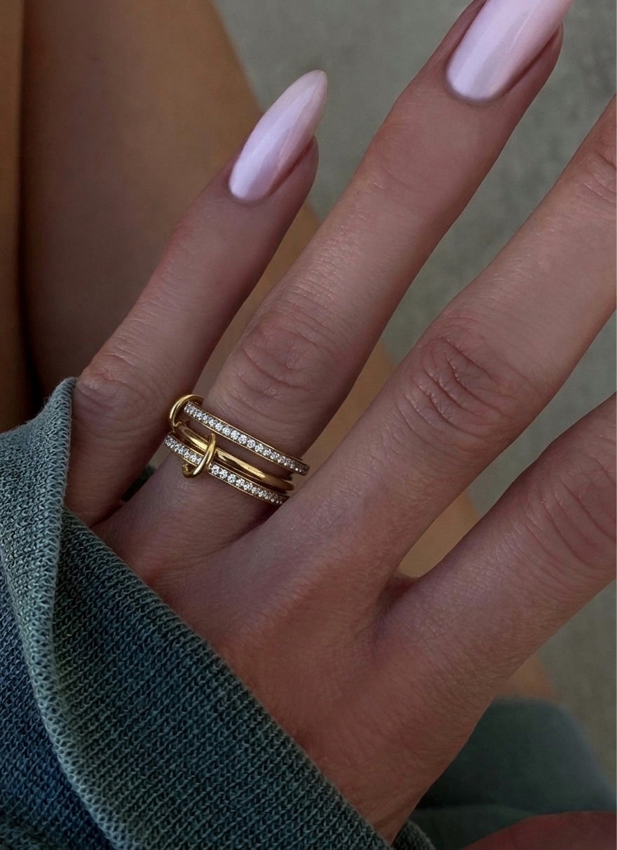 Layered Crystal Ring (Gold Plated)