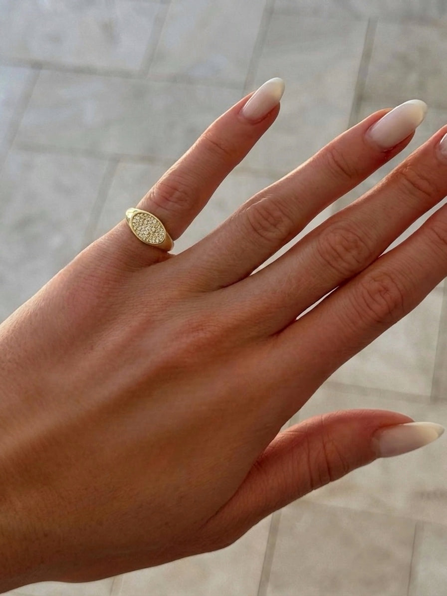 Crystal Pinky Ring (Gold Plated)