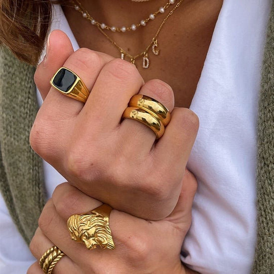 Double Chunky Gold Plated Ring