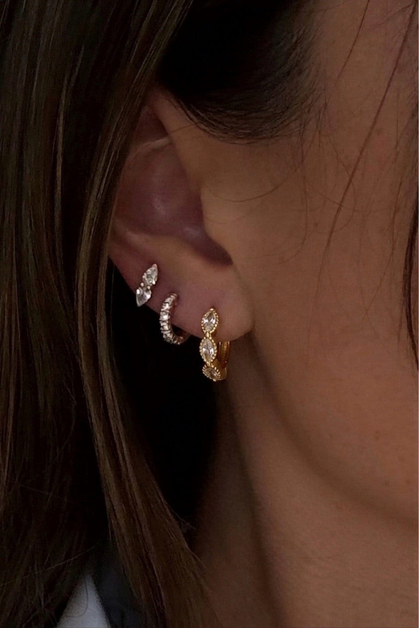 Dainty Stones Hoop- Gold Plated