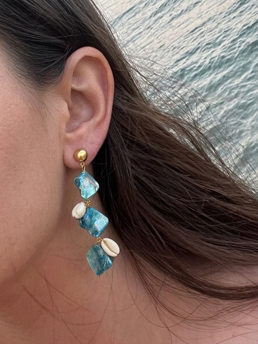 Blue Pearl Earrings (Stainless Steel)