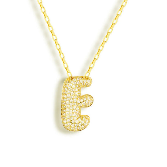 Sparkly Bubble Initial Letter Necklace (Stainless Steel)