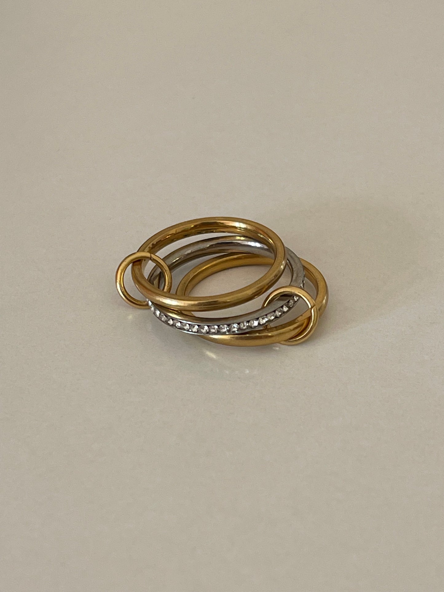 Crystal Layered Gold Plated Ring
