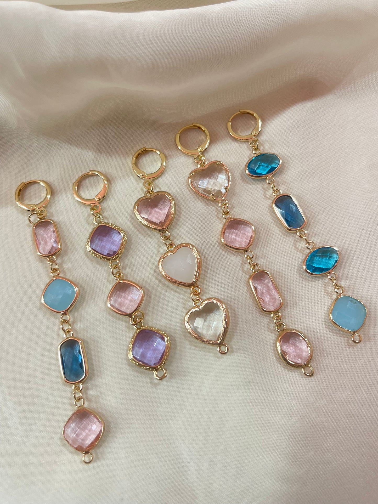Shades of Pink- Dainty Crystal Earrings (Single Earrings)