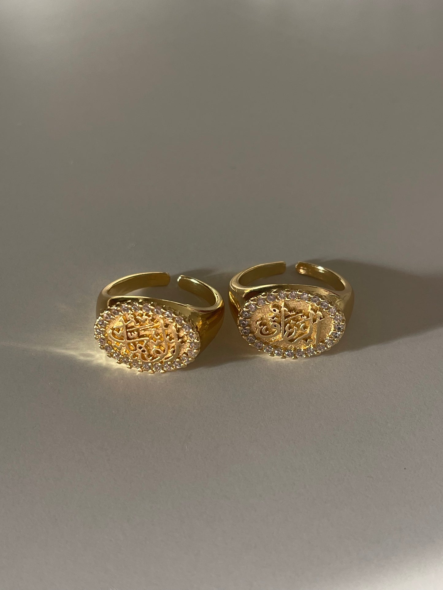 Crystal الله Signet Ring (Gold Plated)