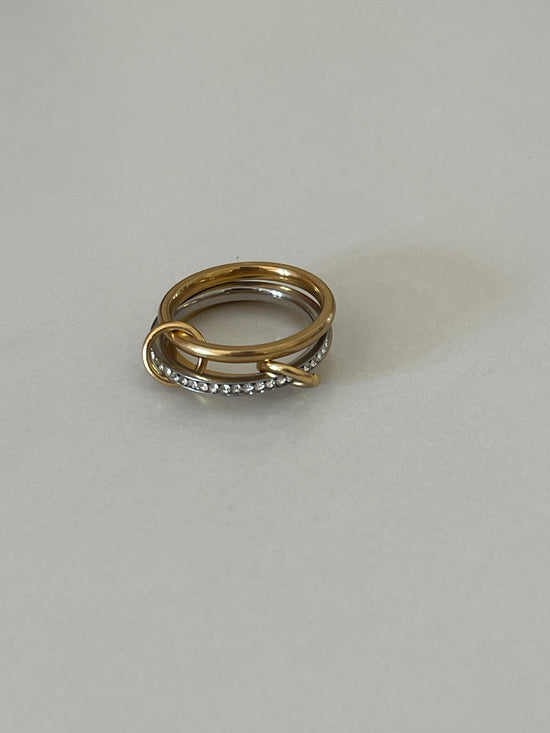Crystal Layered Gold Plated Ring