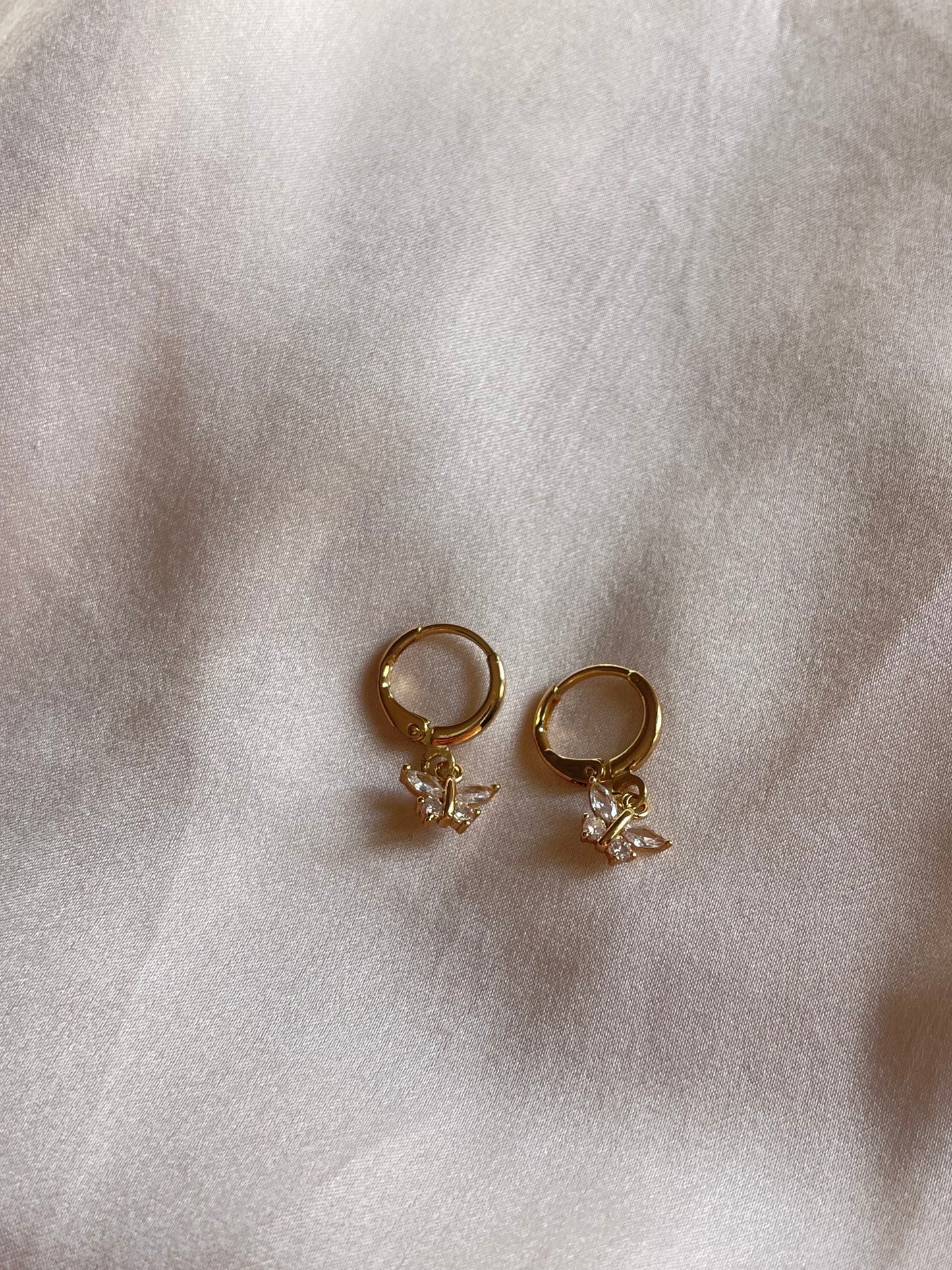 Mini Crystal Butterfly Earrings (Gold Plated)