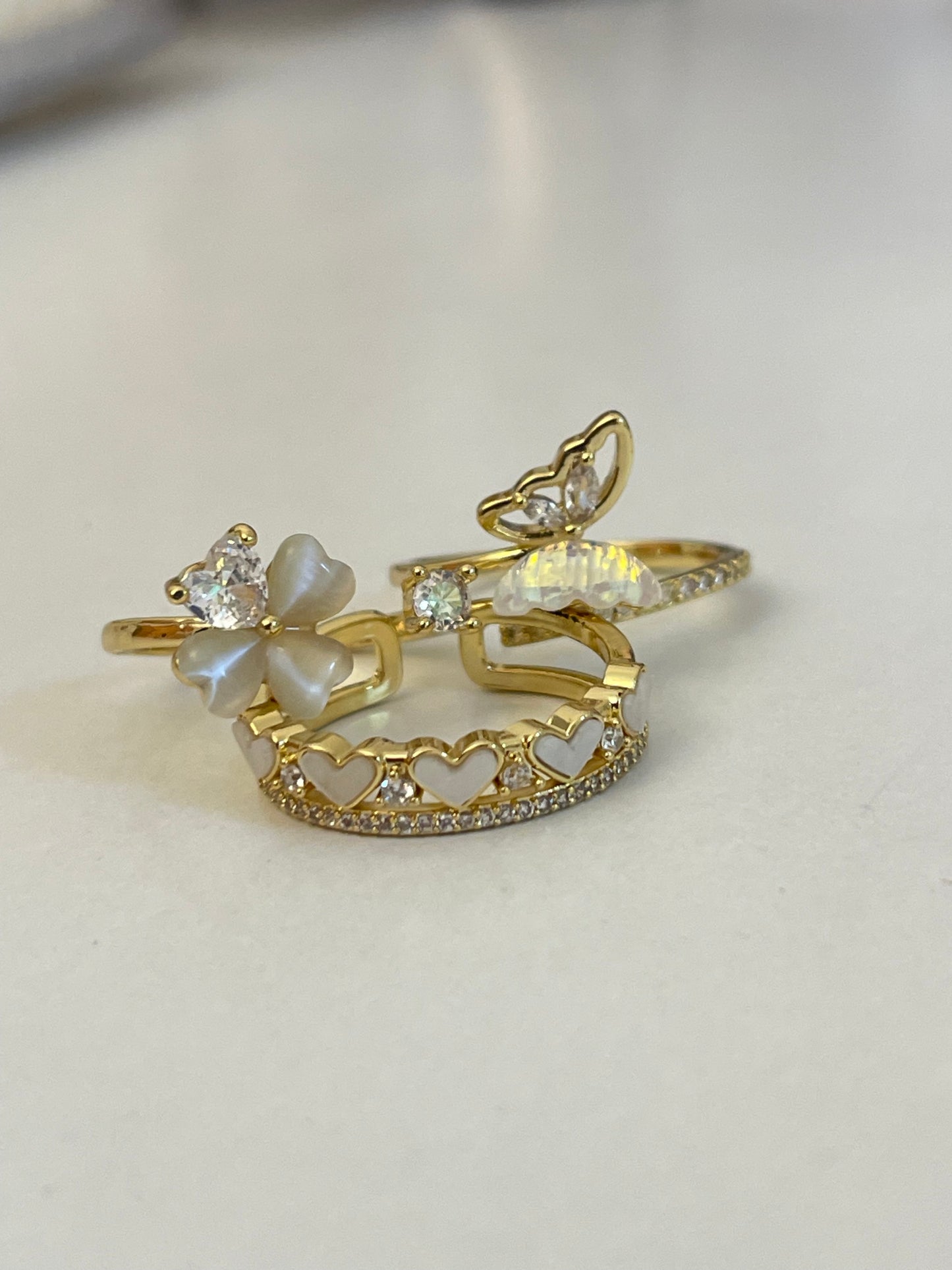 Crystal Flower Ring- Gold Plated