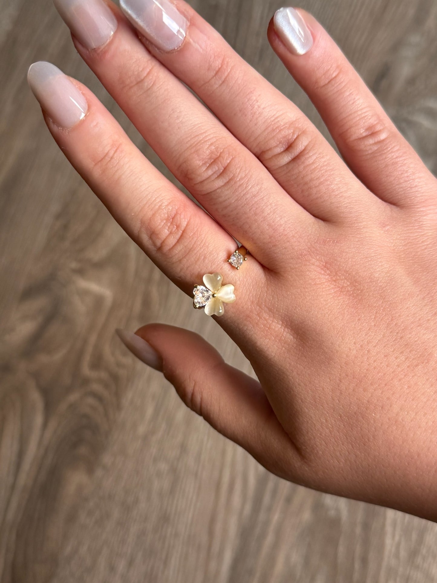 Crystal Flower Ring- Gold Plated