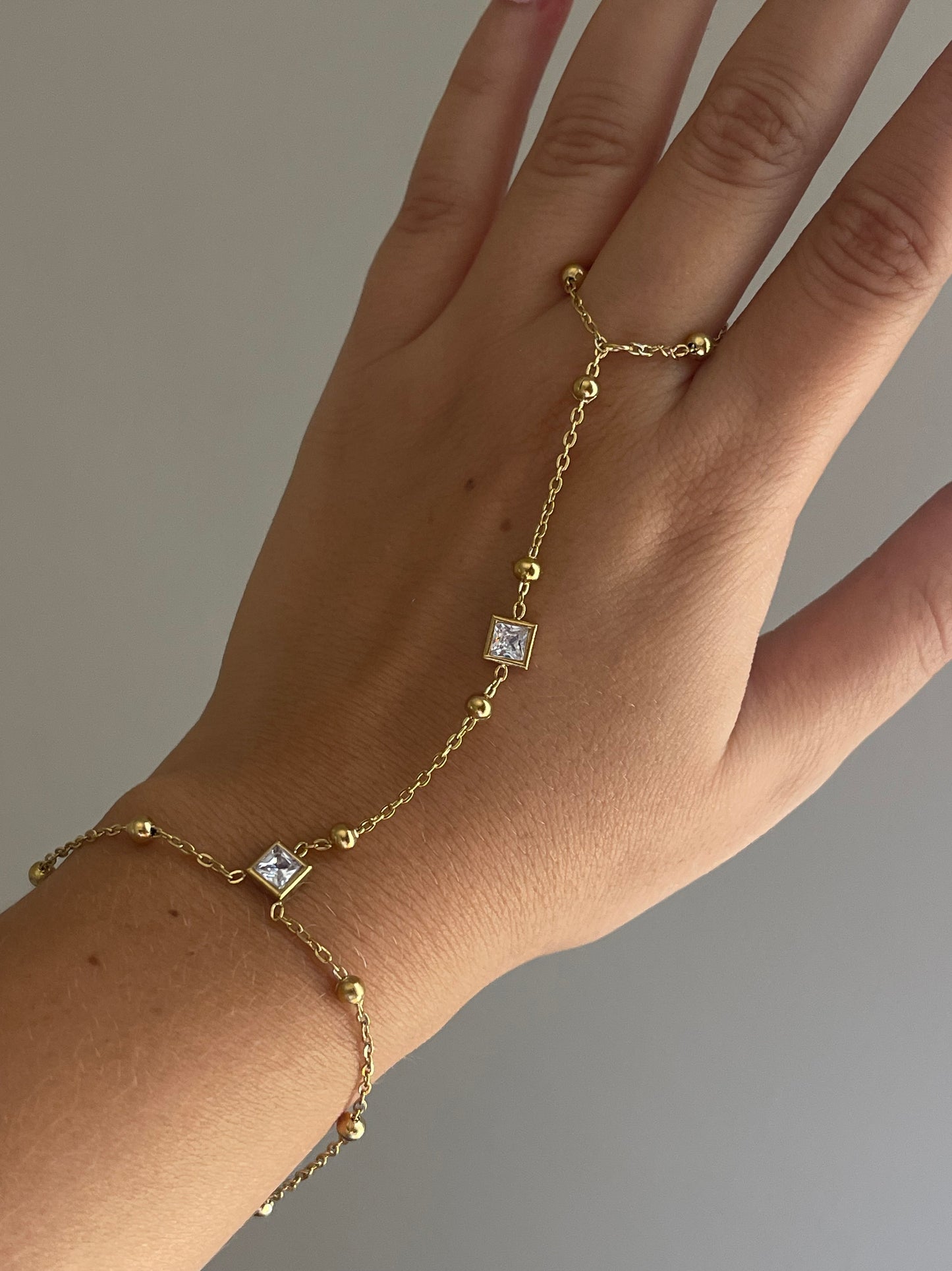 Double Crystal Hand Chain (Stainless Steel)