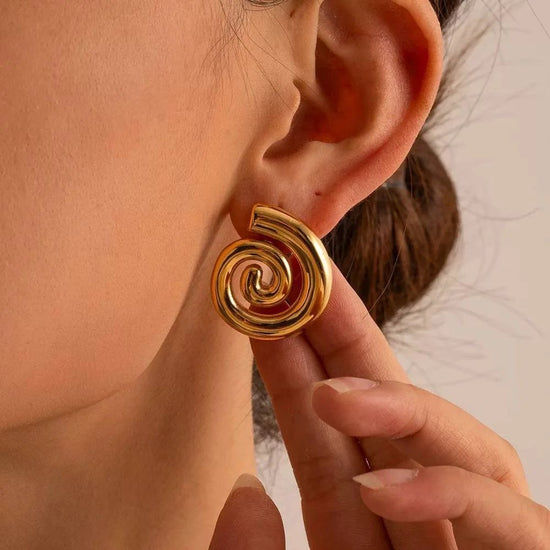 Statement Spiral Gold Plated Earrings