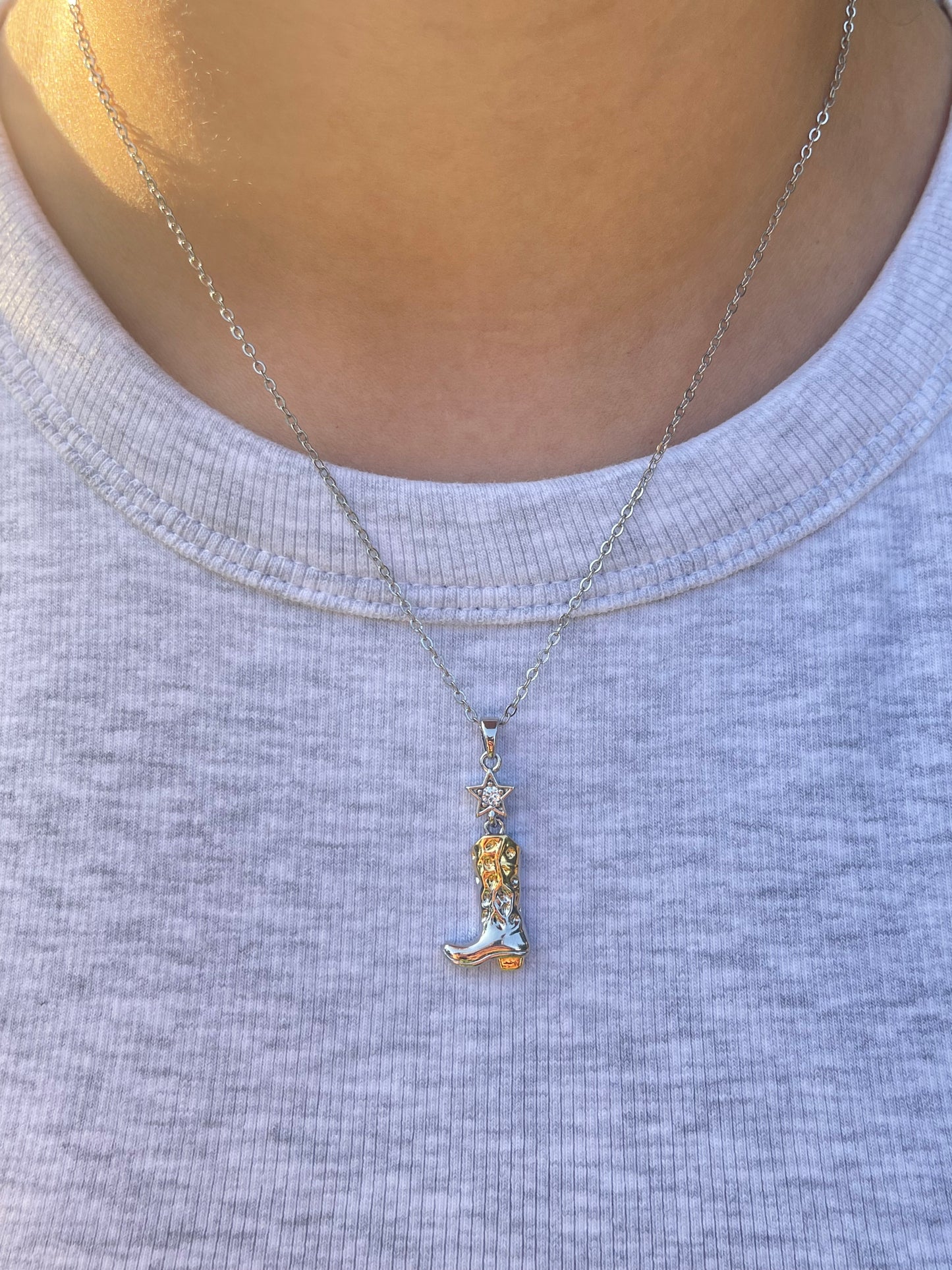 Mixed Crystal Cowboy Necklace (Stainless Steel)