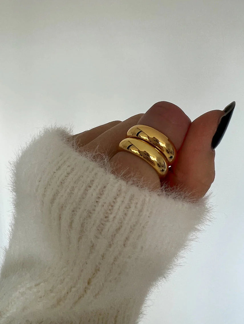 Double Chunky Gold Plated Ring