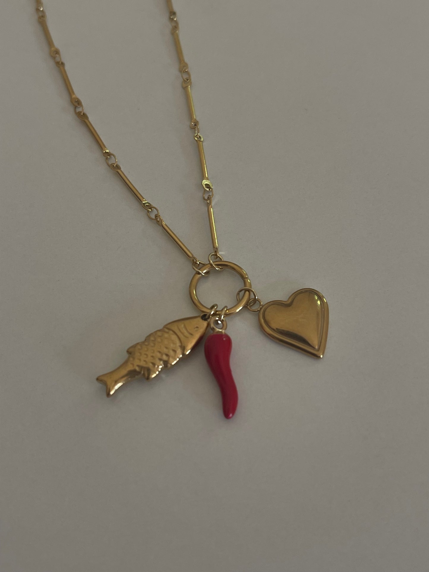 Red Chili Heart Necklace (Stainless Steel)